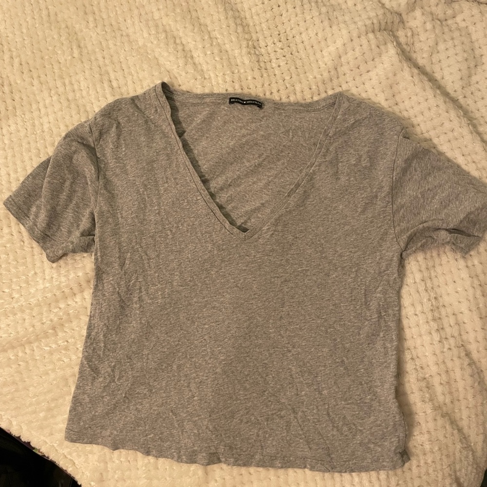 Brandy Melville gray v-neck t-shirt